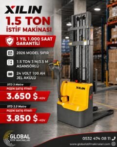 1.5 Ton 3 Metre Akülü İstif Makinası